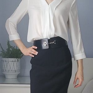 Club Monaco Black Wide Leather Belt Sz S